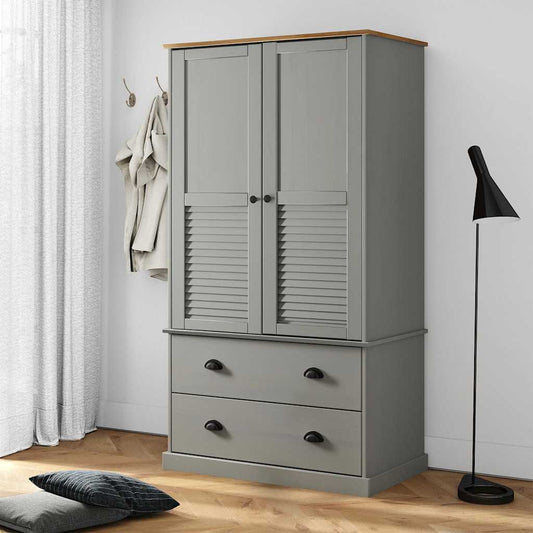 Armadio VIGO 90x55x170 cm in Legno Massello di Pino Grigio | homemem39
