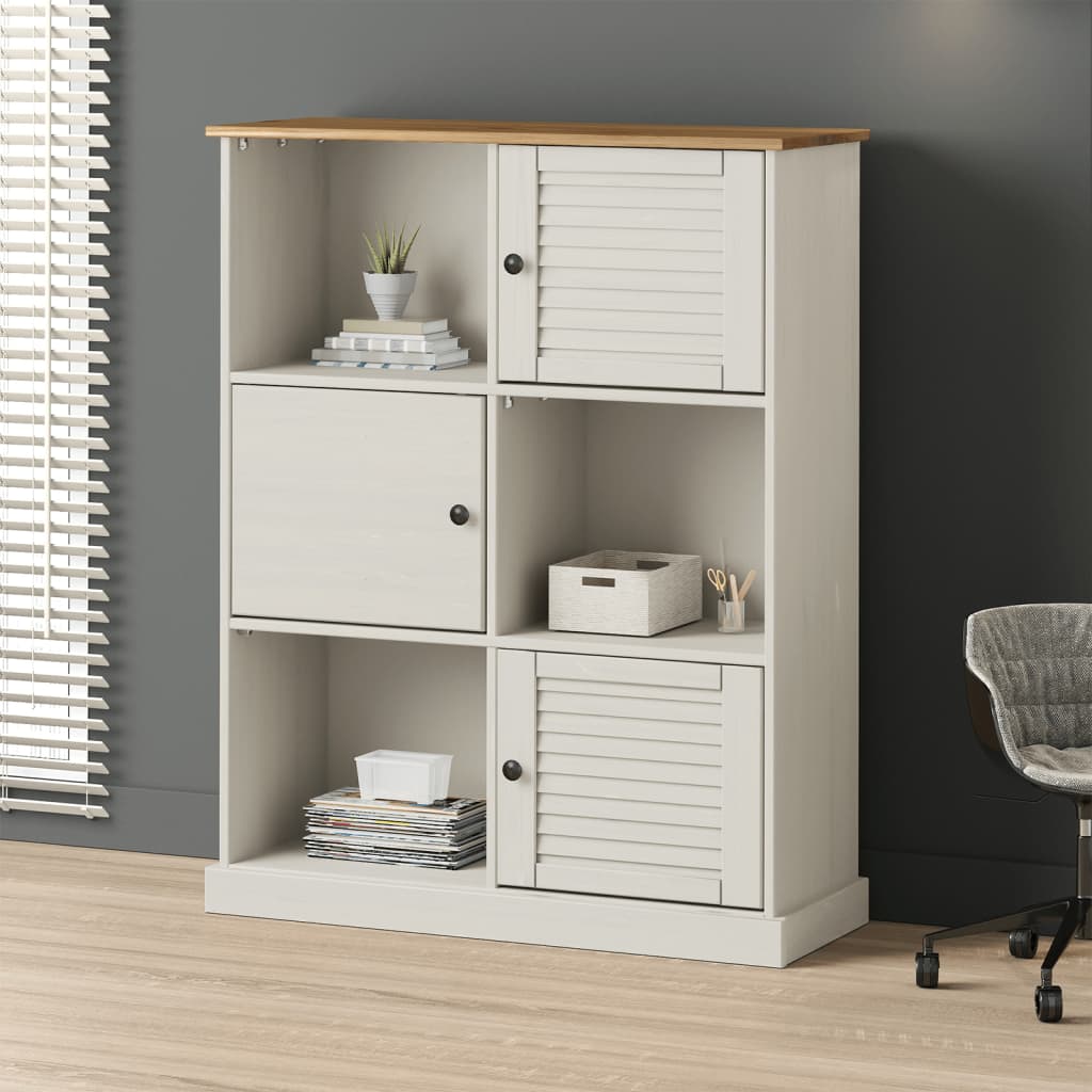 Libreria VIGO 90x35x114,5 cm in Legno Massello di Pino Bianco | homemem39