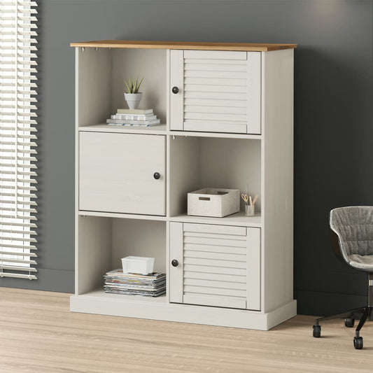 Libreria VIGO 90x35x114,5 cm in Legno Massello di Pino Bianco | homemem39