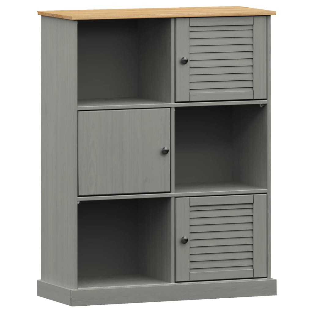 Libreria VIGO 90x35x114,5 cm in Legno Massello di Pino Grigio | homemem39