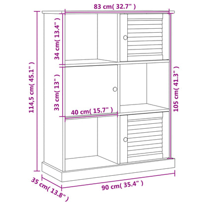 Libreria VIGO 90x35x114,5 cm in Legno Massello di Pino Grigio
