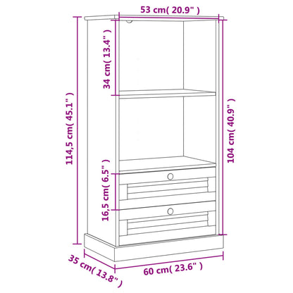 Libreria VIGO 60x35x114,5 cm in Legno Massello di Pino
