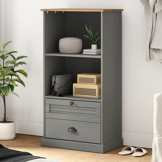 Libreria VIGO 60x35x114,5 cm in Legno Massello di Pino Grigio | homemem39