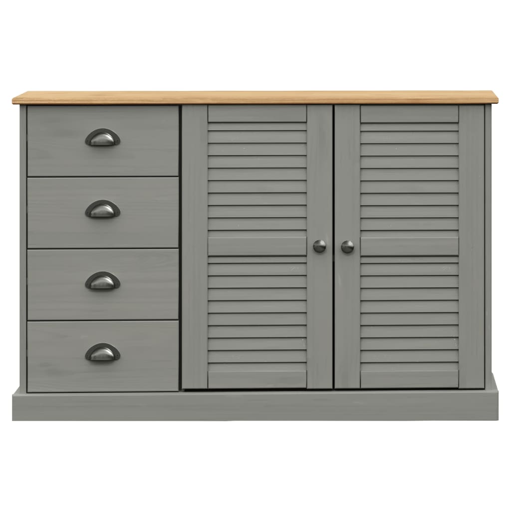 Credenza Cassetti VIGO 113x40x75 cm Legno Massello Pino Grigio - homemem39