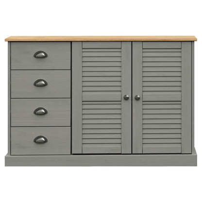 Credenza Cassetti VIGO 113x40x75 cm Legno Massello Pino Grigio - homemem39