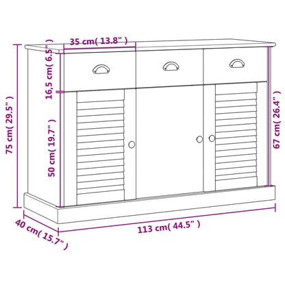 Credenza con Cassetti VIGO 113x40x75 cm Legno Massello di Pino