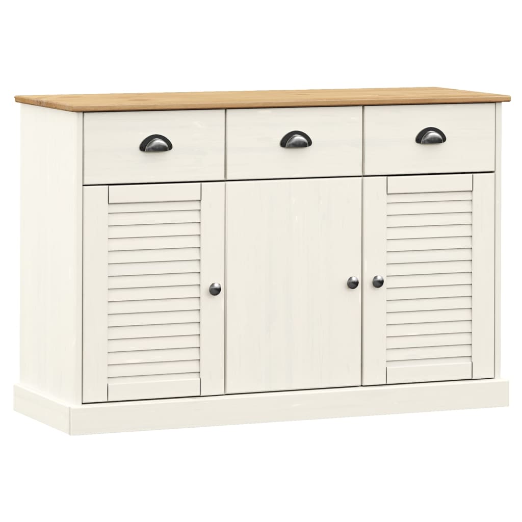 Credenza Cassetti VIGO 113x40x75 cm Legno Massello Pino Bianco - homemem39