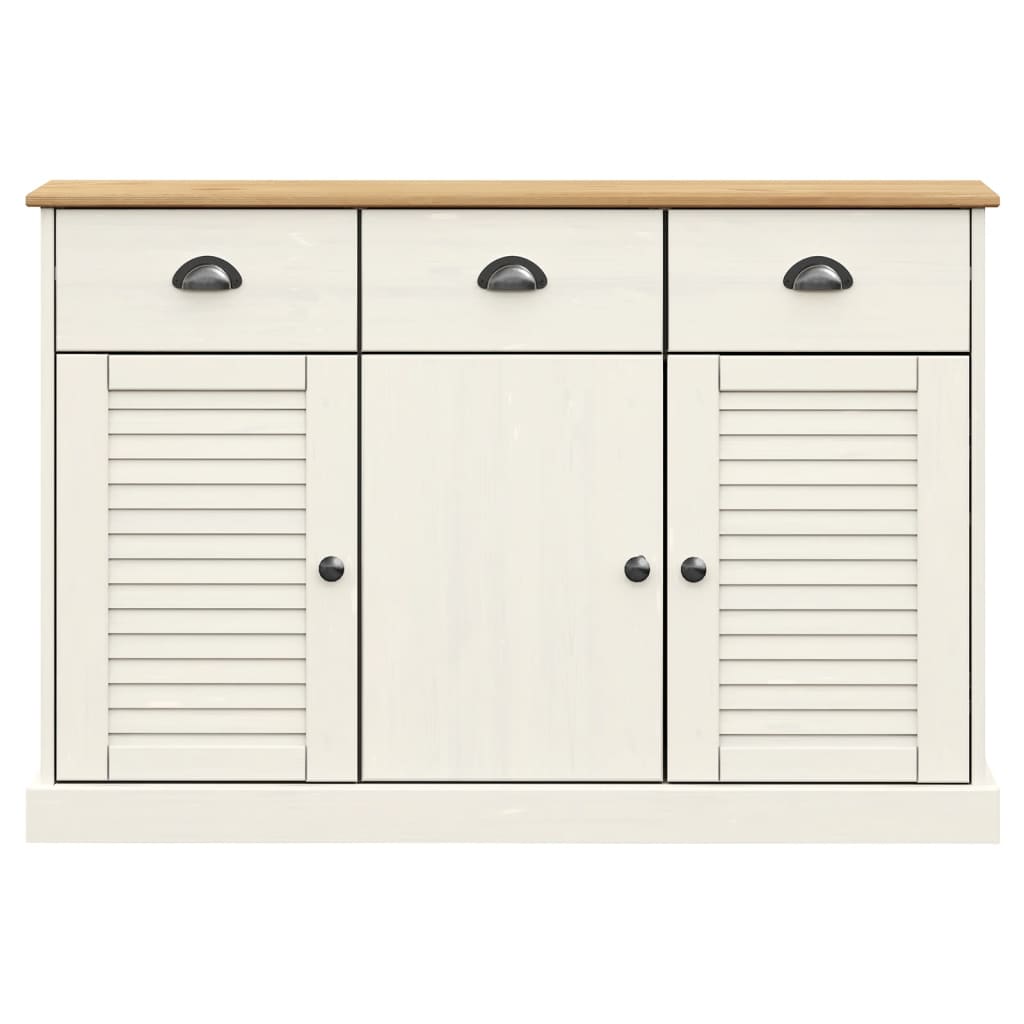 Credenza Cassetti VIGO 113x40x75 cm Legno Massello Pino Bianco - homemem39
