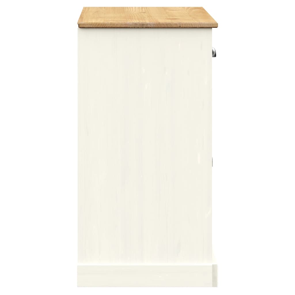 Credenza Cassetti VIGO 113x40x75 cm Legno Massello Pino Bianco - homemem39