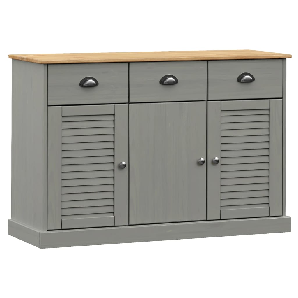 Credenza Cassetti VIGO 113x40x75 cm Legno Massello Pino Grigio - homemem39