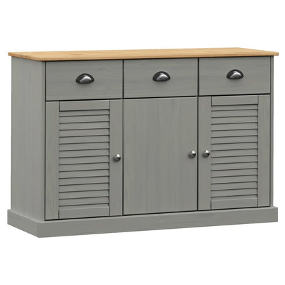 Credenza Cassetti VIGO 113x40x75 cm Legno Massello Pino Grigio - homemem39