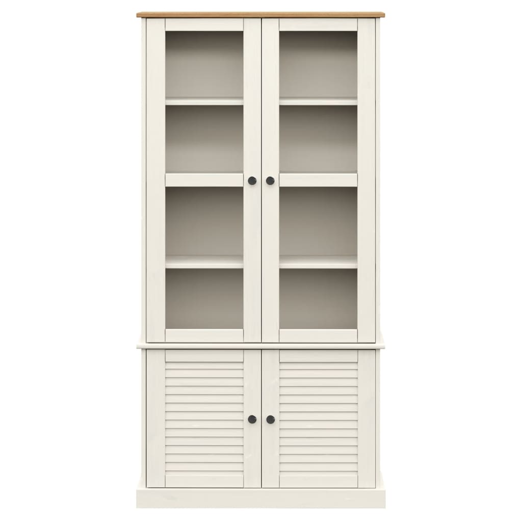 Vetrina VIGO 85x35x170 cm in Legno Massello di Pino Bianco