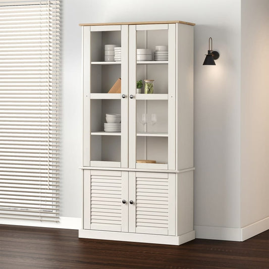 Vetrina VIGO 85x35x170 cm in Legno Massello di Pino Bianco | homemem39