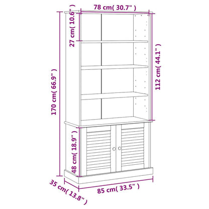 Libreria VIGO 85x35x170 cm in Legno Massello di Pino