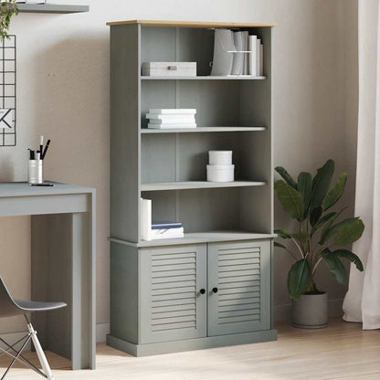 Libreria VIGO 85x35x170 cm in Legno Massello di Pino Grigio