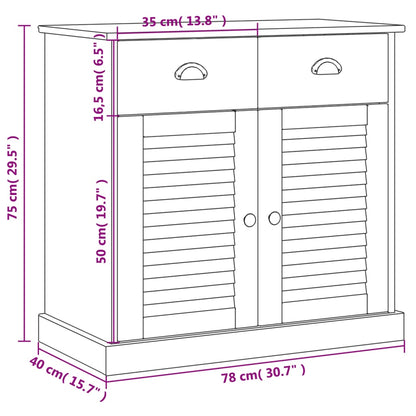 Credenza Cassetti VIGO Bianco 78x40x75 cm Legno Massello Pino