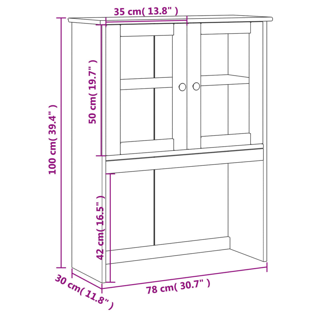 VIGO Dresser Top White 78x30x100 cm in Solid Pine Wood