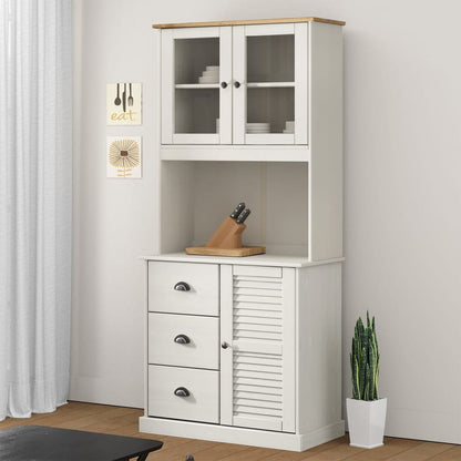 VIGO Dresser Top White 78x30x100 cm in Solid Pine Wood