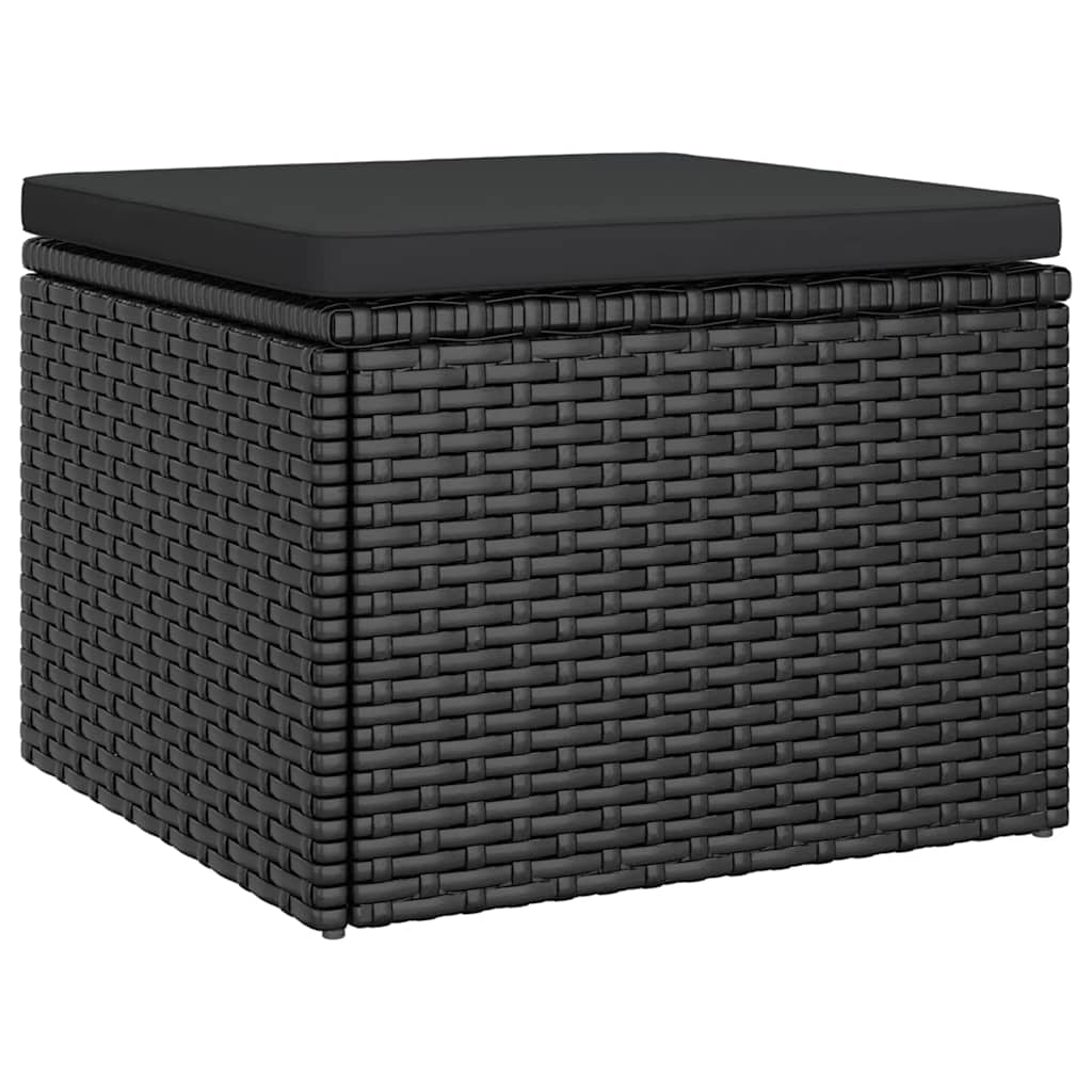 Set Divani da Giardino 4 pz con Cuscini Nero in Polyrattan