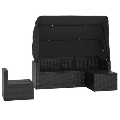 Set Divani da Giardino 4 pz con Cuscini Nero in Polyrattan
