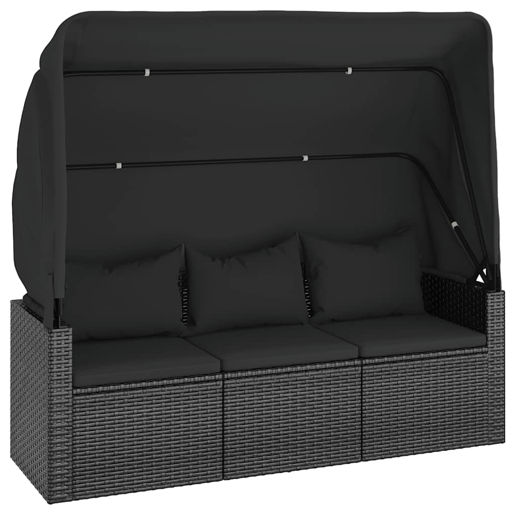 Set Divani da Giardino 4 pz con Cuscini Nero in Polyrattan