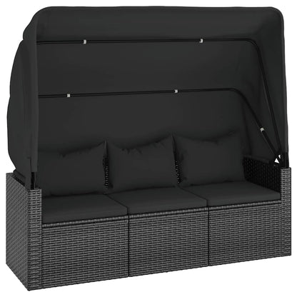 Set Divani da Giardino 4 pz con Cuscini Nero in Polyrattan