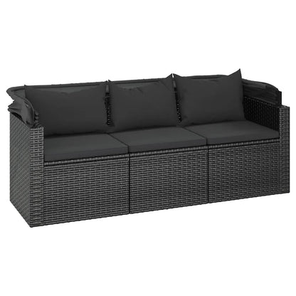 Set Divani da Giardino 4 pz con Cuscini Nero in Polyrattan | homemem39