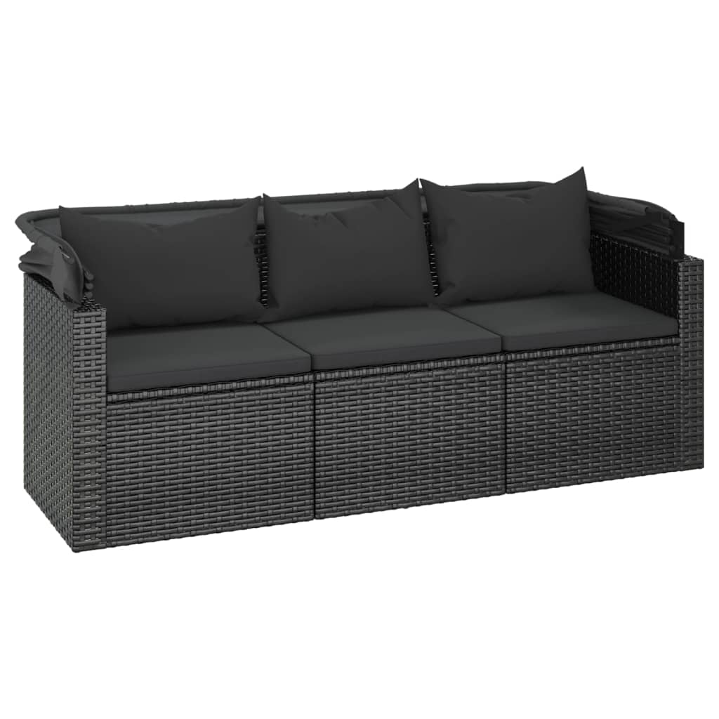Set Divani da Giardino 4 pz con Cuscini Nero in Polyrattan - homemem39