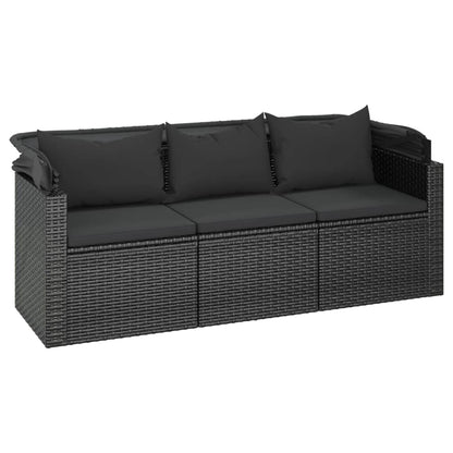 Set Divani da Giardino 4 pz con Cuscini Nero in Polyrattan - homemem39