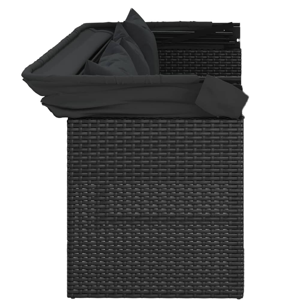 Set Divani da Giardino 4 pz con Cuscini Nero in Polyrattan