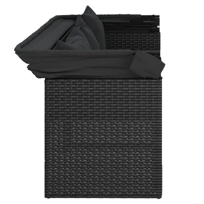 Set Divani da Giardino 4 pz con Cuscini Nero in Polyrattan