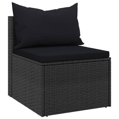 Set Divani da Giardino 4 pz con Cuscini Nero in Polyrattan - homemem39