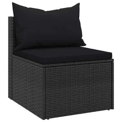 Set Divani da Giardino 4 pz con Cuscini Nero in Polyrattan