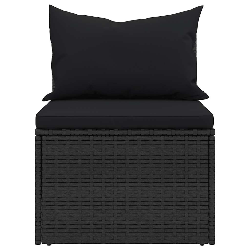 Set Divani da Giardino 4 pz con Cuscini Nero in Polyrattan