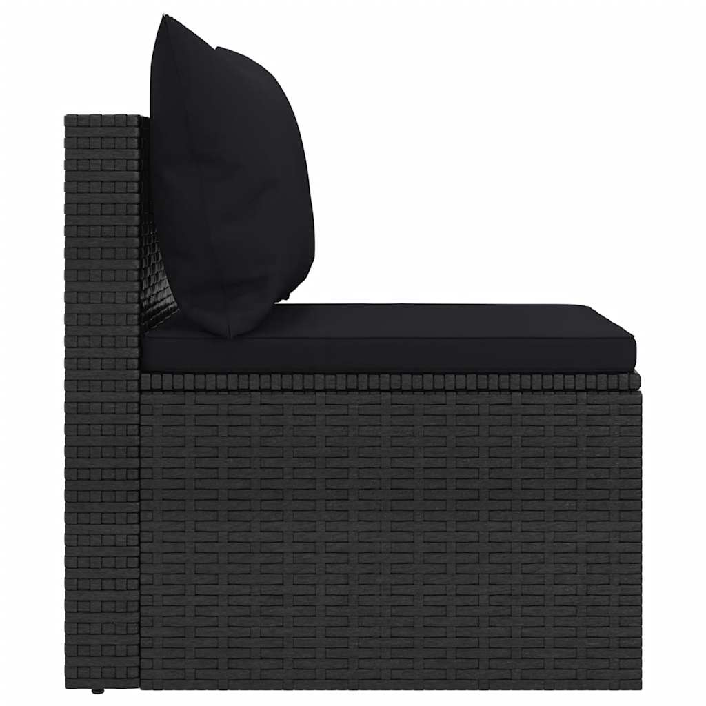 Set Divani da Giardino 4 pz con Cuscini Nero in Polyrattan | homemem39