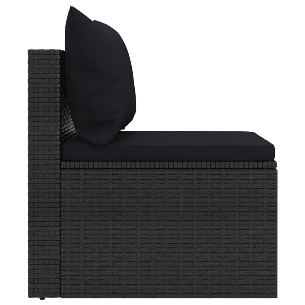 Set Divani da Giardino 4 pz con Cuscini Nero in Polyrattan - homemem39