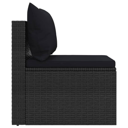 Set Divani da Giardino 4 pz con Cuscini Nero in Polyrattan - homemem39