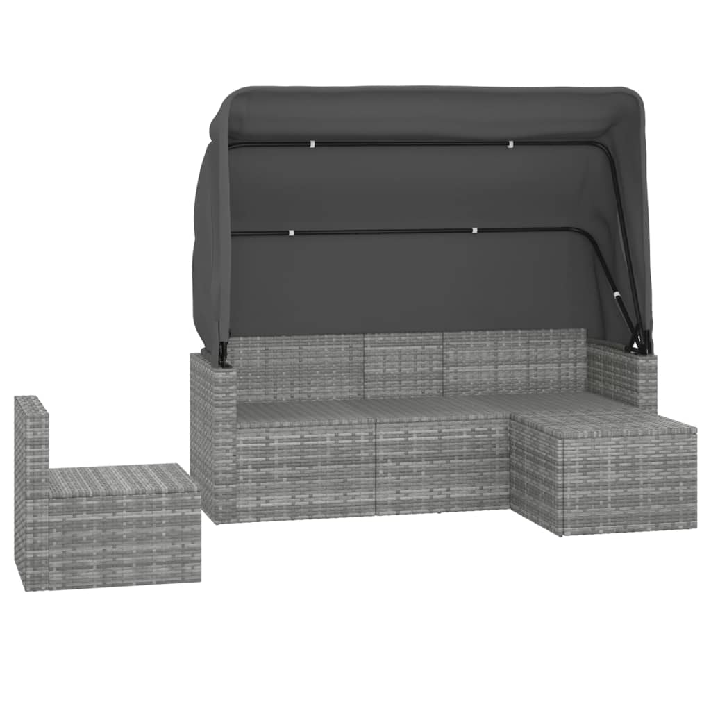 Set Divani da Giardino 4 pz con Cuscini in Polyrattan Grigio