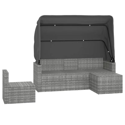 Set Divani da Giardino 4 pz con Cuscini in Polyrattan Grigio