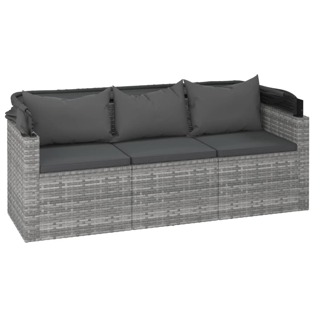 Set Divani da Giardino 4 pz con Cuscini in Polyrattan Grigio