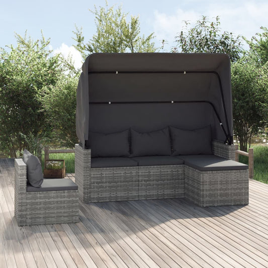 Set Divani da Giardino 4 pz con Cuscini in Polyrattan Grigio - homemem39