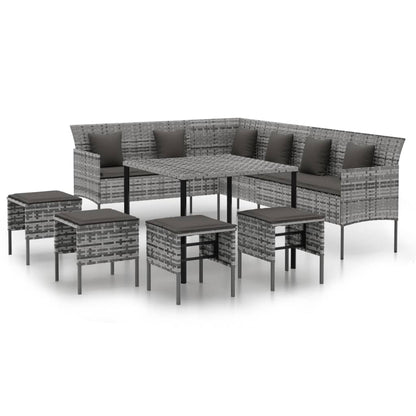 Set da Pranzo da Giardino 6 pz con Cuscini in Polyrattan Grigio - homemem39
