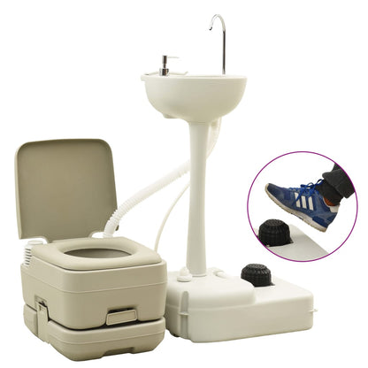 Set Toilette Portatile Campeggio Supporto Lavamani Tanica Acqua