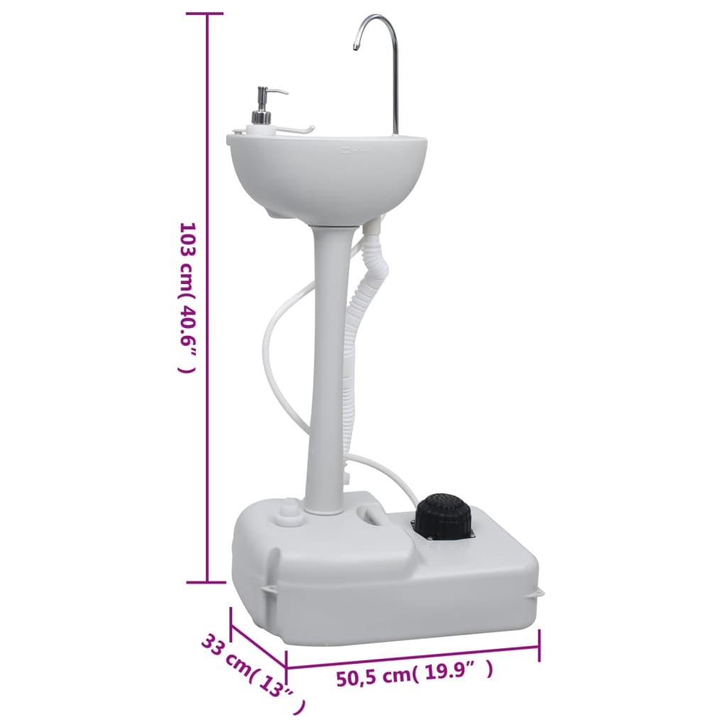 Set Toilette Portatile Campeggio Supporto Lavamani Tanica Acqua