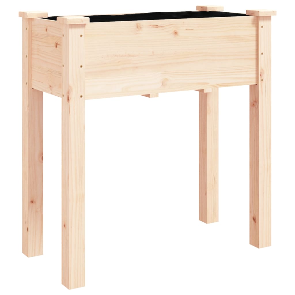Fioriera con Ruote e Fodera 71x37x80 cm Legno Massello di Abete | homemem39