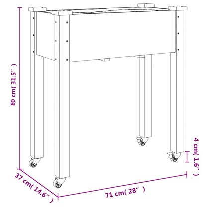 Fioriera con Ruote e Fodera 71x37x80 cm Legno Massello di Abete | homemem39