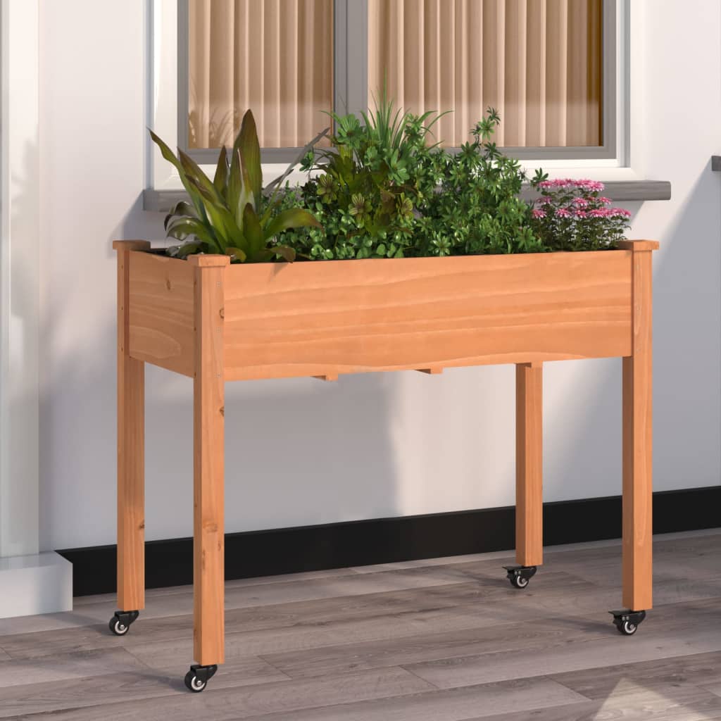 Fioriera Ruote Fodera Marrone 118x59x80cm Legno Massello Abete | homemem39