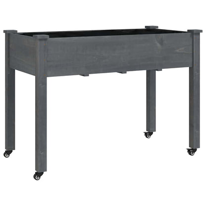 Fioriera Ruote e Fodera Grigia 118x59x80cm Legno Massello Abete | homemem39