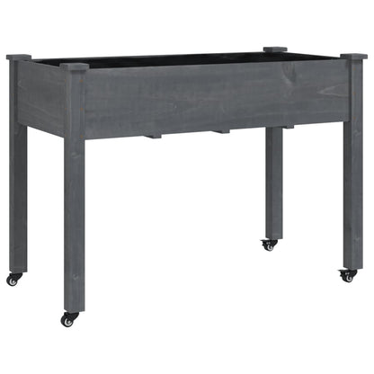 Fioriera Ruote e Fodera Grigia 118x59x80cm Legno Massello Abete - homemem39