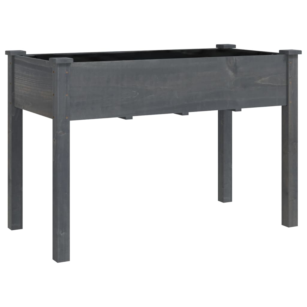 Fioriera Ruote e Fodera Grigia 118x59x80cm Legno Massello Abete - homemem39